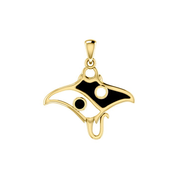 The Manta Ray with Yin Yang Symbol Solid Yellow Gold Pendant GPD6075